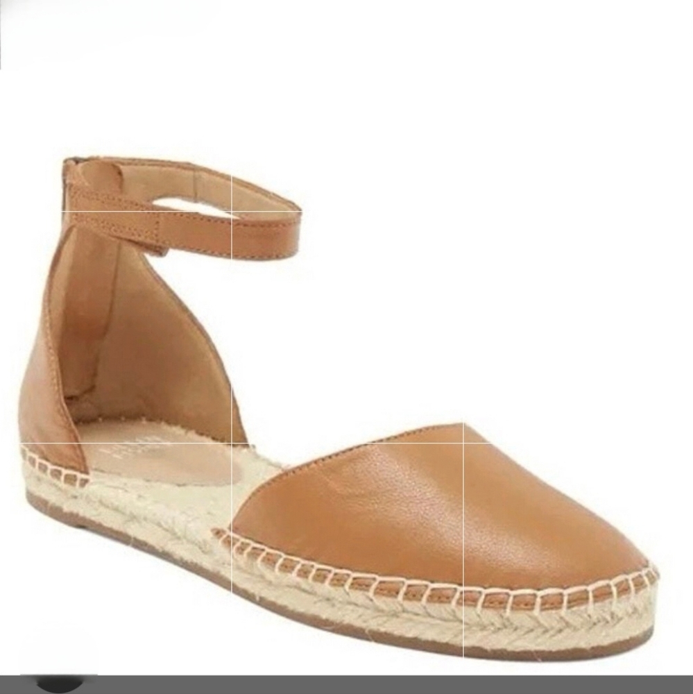 NWOT Eileen Fisher Nana Leather Espadrille Flats In Tan Size 8.5